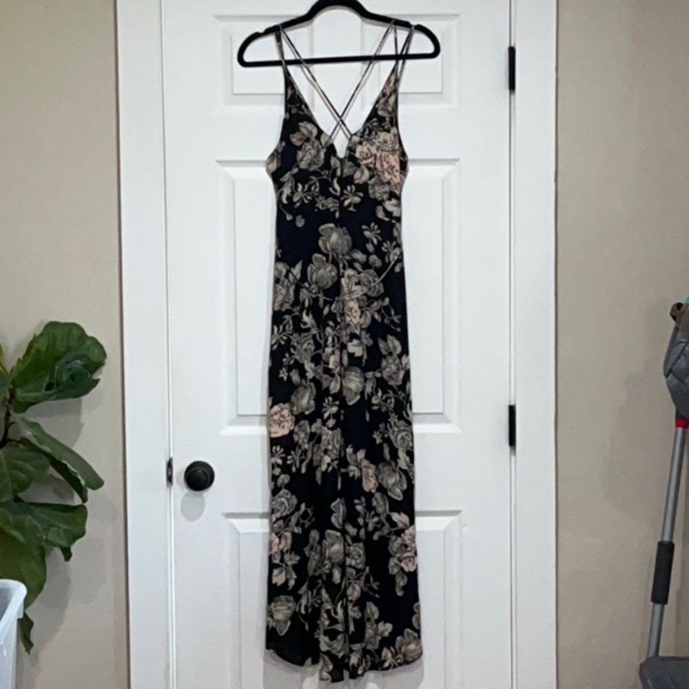 Astr Black and Tan Wrap Maxi Dress for Weddings